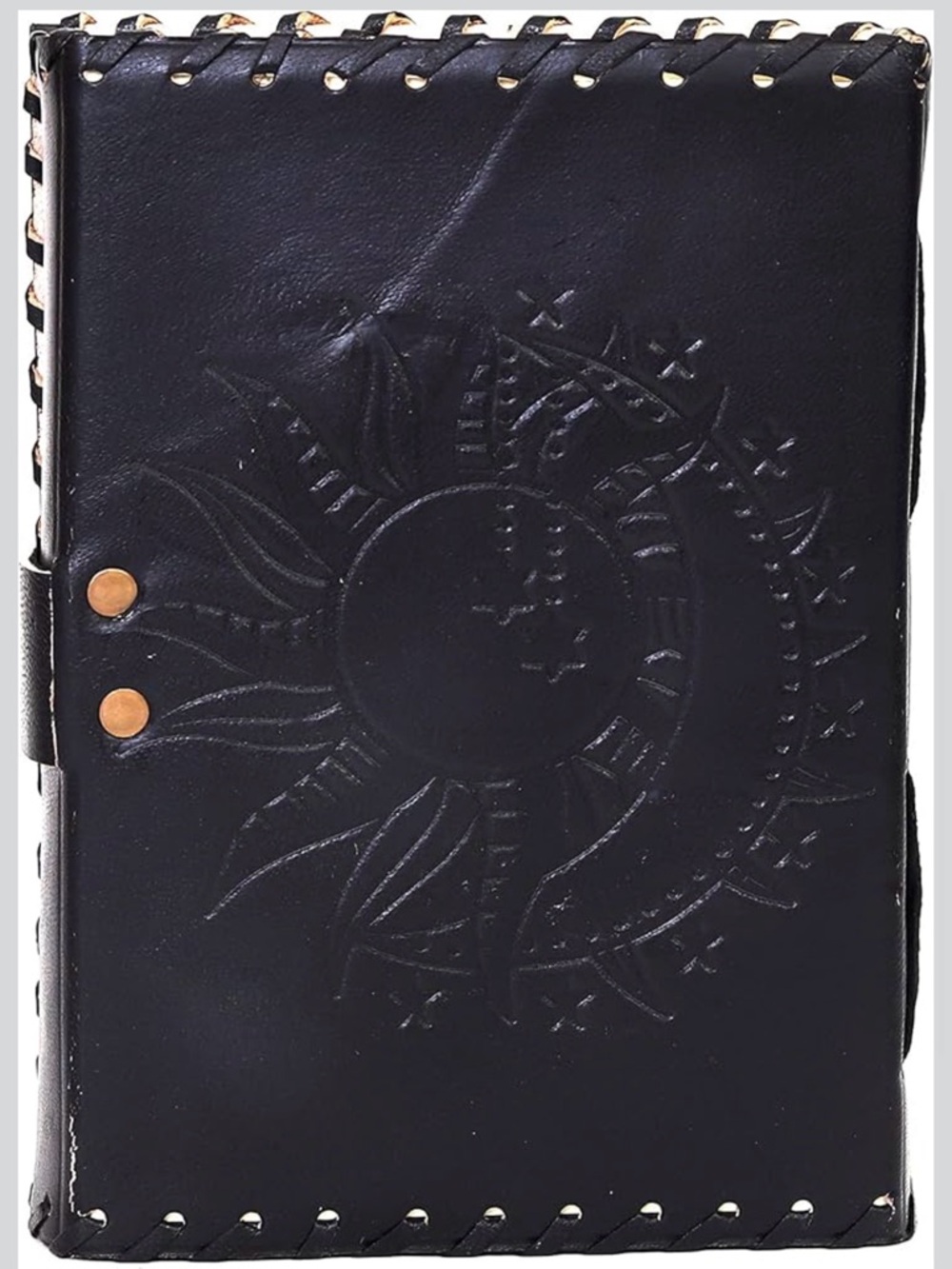 NWT Genuine Leather Sun Moon Celestial Journal 5x7 Handmade Gothic Notebook - Picture 7 of 16